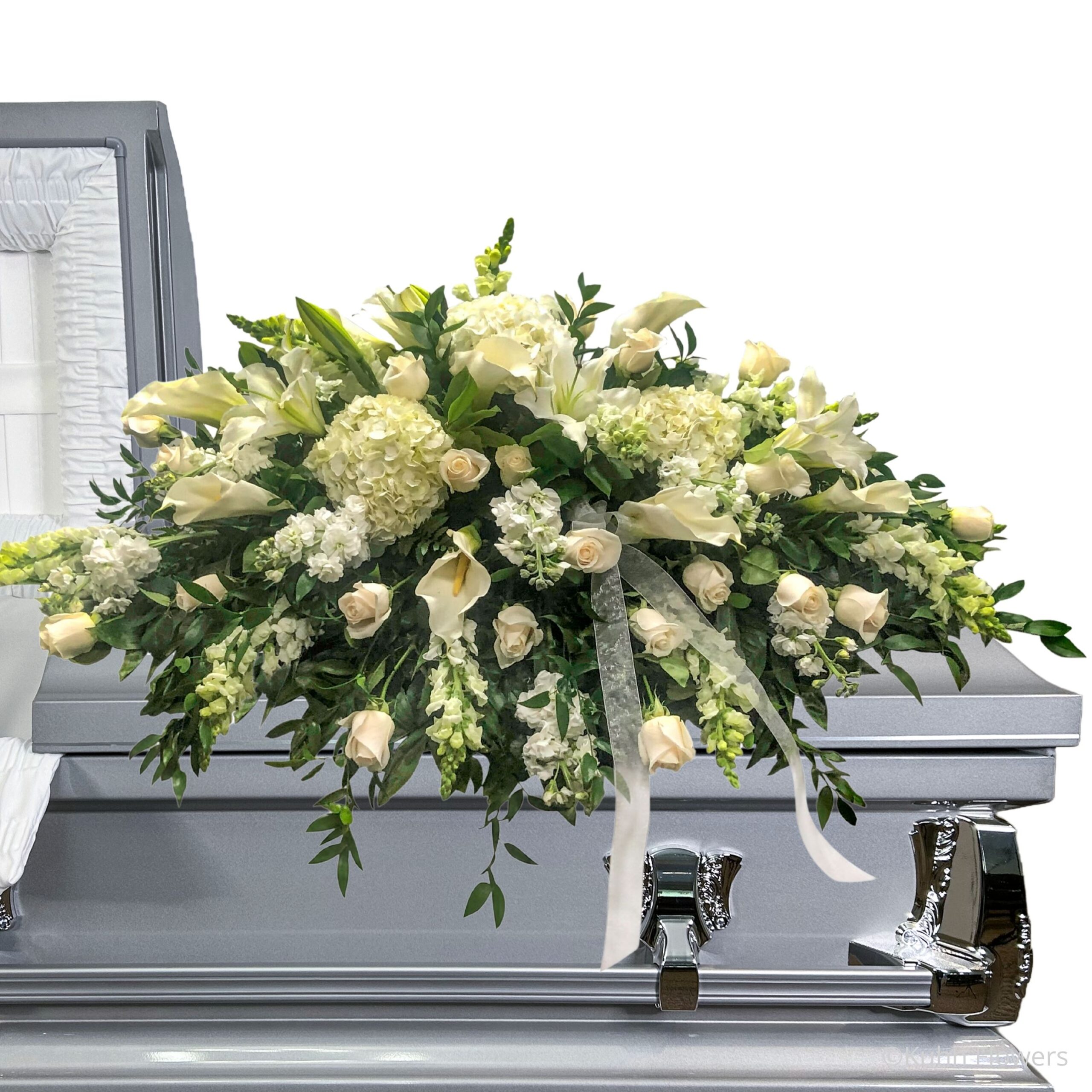 White Mixed Casket Spray