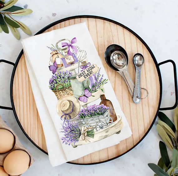 Best Mom Ever Lavender Garden Tea Towel