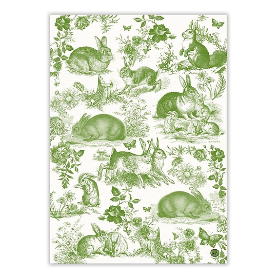 Bunny Toile Kitchen Towel