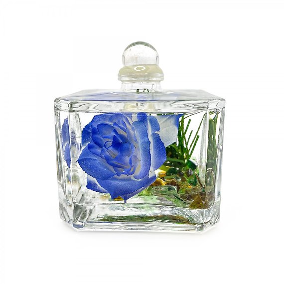 Lifetime Candle - Blue Rose Cube