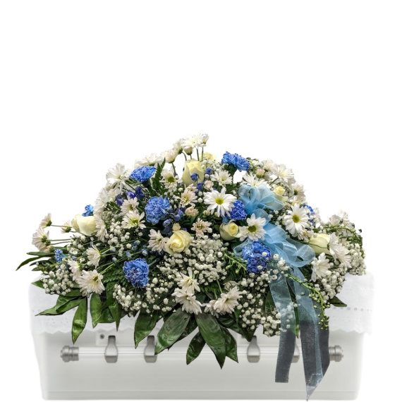 Delicate Shades of Blue Casket Spray