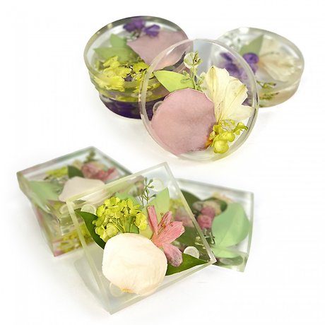 Crystal Clear Floral Mini Plaques (Set of 4)