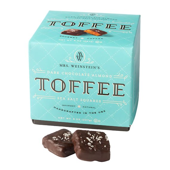 Mrs. Weinstein\'s Dark Chocolate Almond Toffee Sea Salt Squares