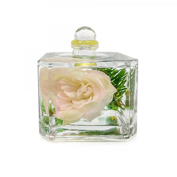 Lifetime Candle - White Rose Cube