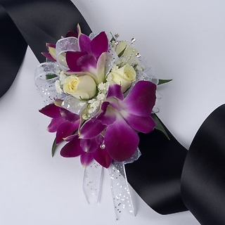Purple Orchid & Rose Corsage