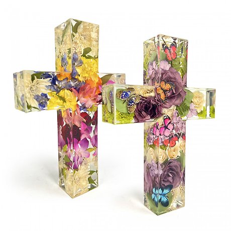 Crystal Clear Floral Cross