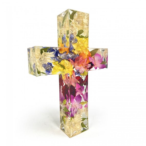 Crystal Clear Floral Cross