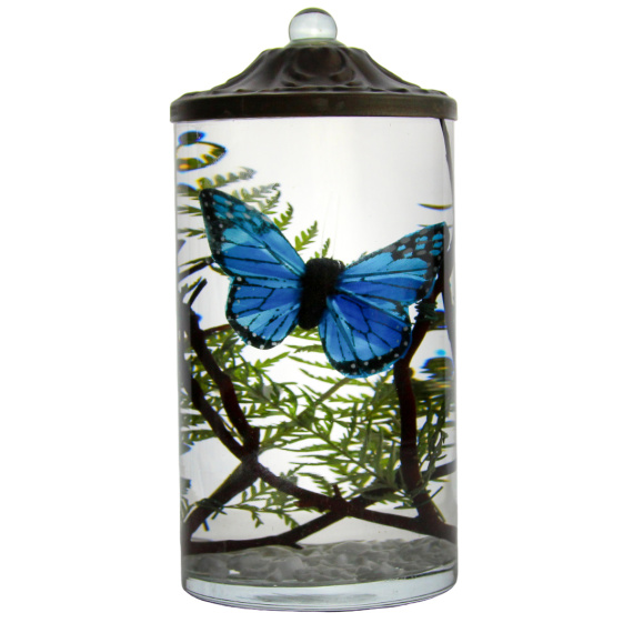 Lifetime Candle - Blue Butterfly Cylinder