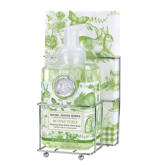 Bunny Toile Foaming Hand Soap Napkin Set