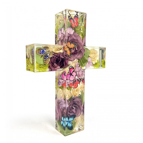 Crystal Clear Floral Cross